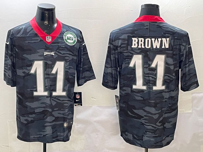 Men Philadelphia Eagles #11 Brown Camo 2025 Nike Vapor Limited NFL Jersey style 2122